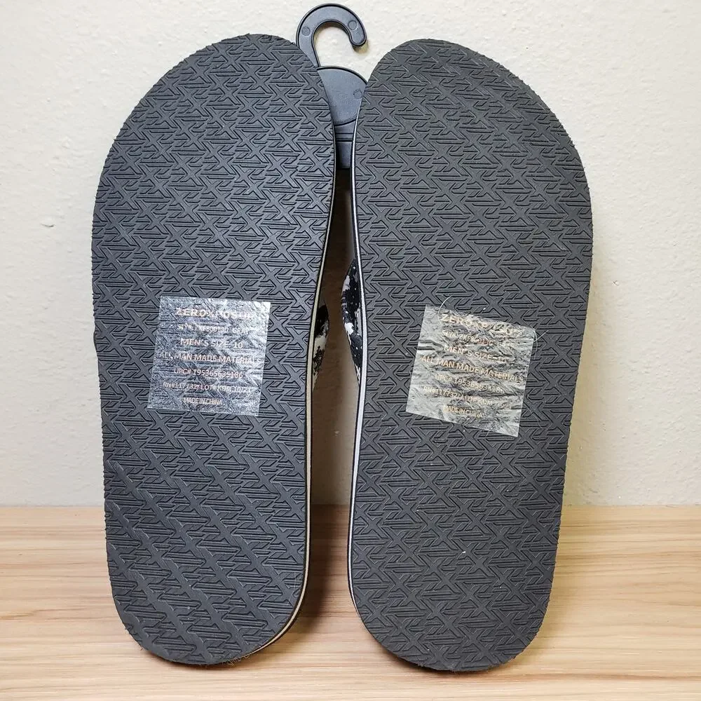 ZeroxPosure Men's Size 10 Wide Strap Flip Flop Sandals Black Gray Camo Print NWT